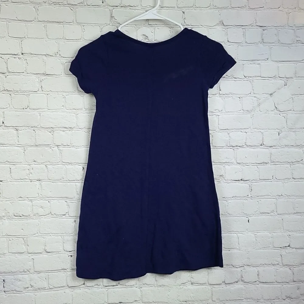 Justice Girls Flip Sequin Heart T-Shirt Dress Navy Blue 